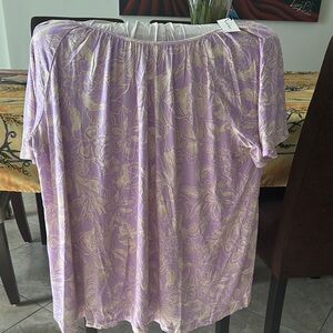 Lane Bryant Lavender and Cream Floral Blouse